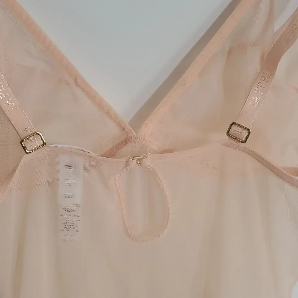 La Perla Cutout Mesh Bodysuit Peach Size 36B NWOT